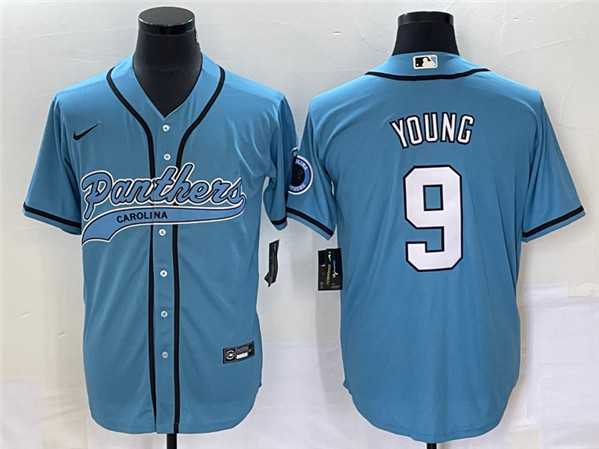 Men%27s Carolina Panthers #9 Bryce Young Blue With Patch Cool Base Stitched Baseball Jersey->carolina panthers->NFL Jersey